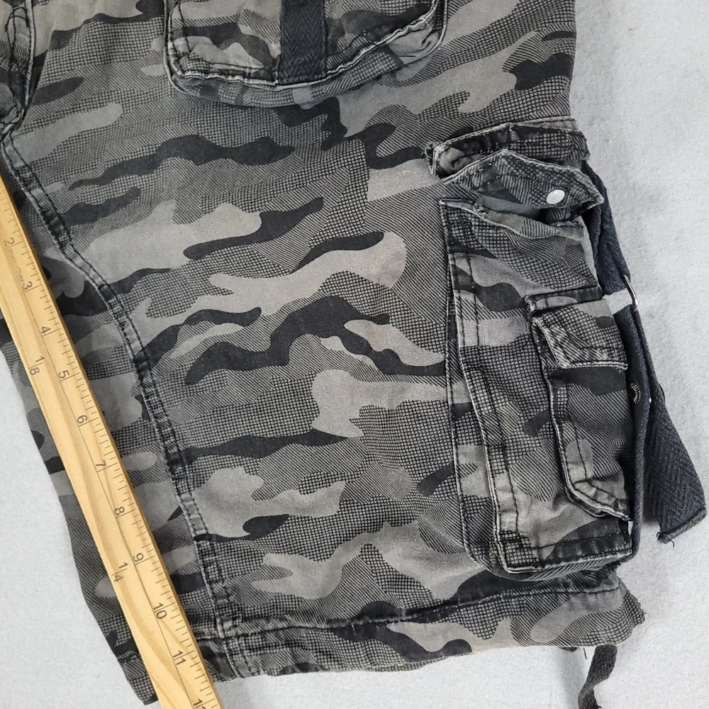 Nick Danger Cargo Shorts Mens 32 Grey Camo Tactical Relaxed Cotton Utility